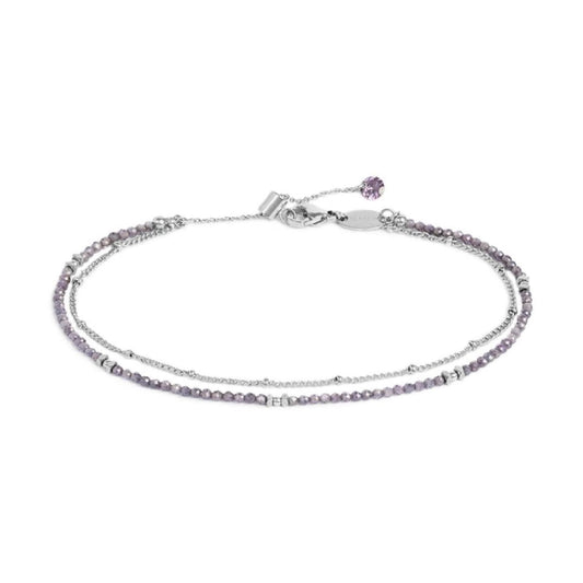 Cavigliera donna Marlù catena in acciaio con zirconi viola MISURA UNICA