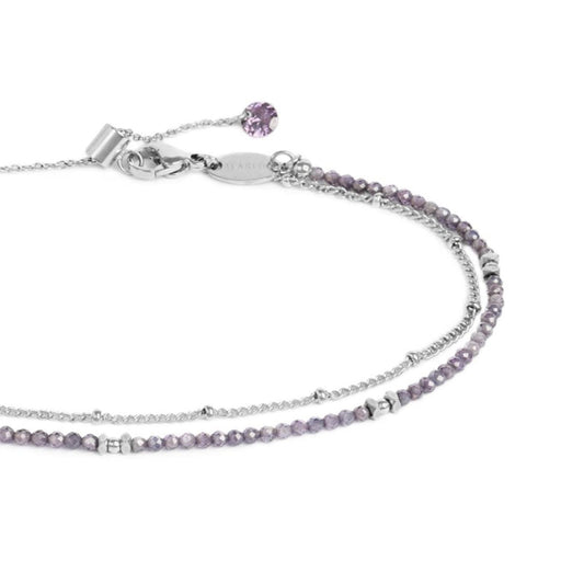 Cavigliera donna Marlù catena in acciaio con zirconi viola MISURA UNICA
