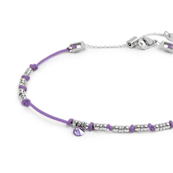 Cavigliera regolabile Marlù in acciaio e corda viola 26 cm