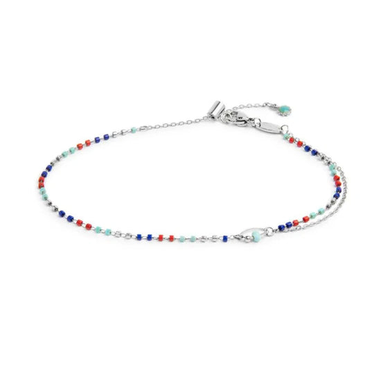 Cavigliera regolabile Marlù in acciaio e pietre multicolore 26 cm