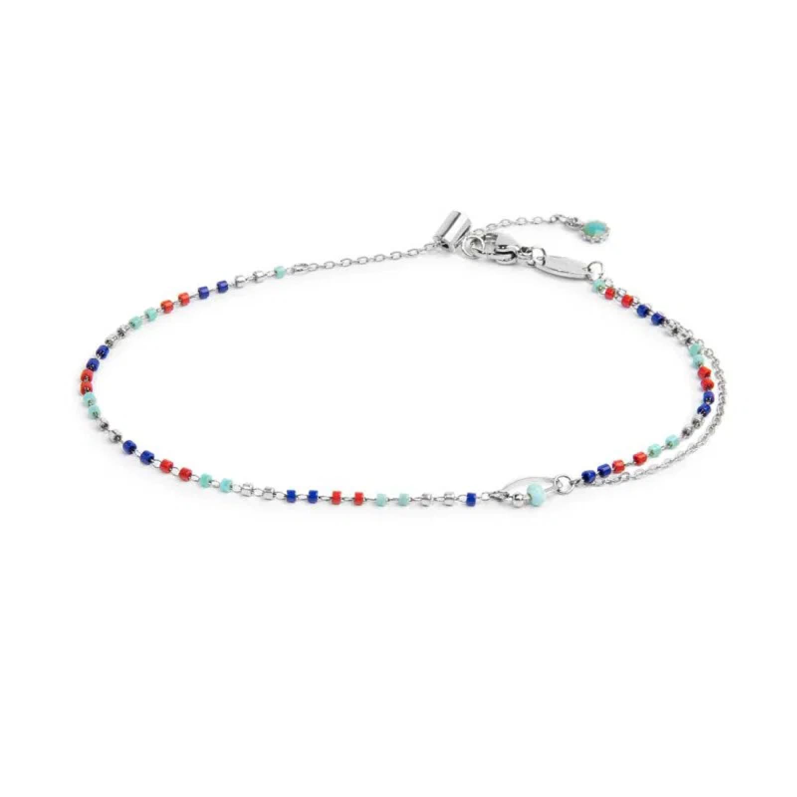 Cavigliera regolabile Marlù in acciaio e pietre multicolore 26 cm