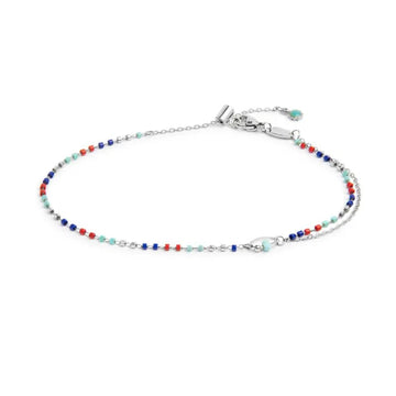 Cavigliera regolabile Marlù in acciaio e pietre multicolore 26 cm