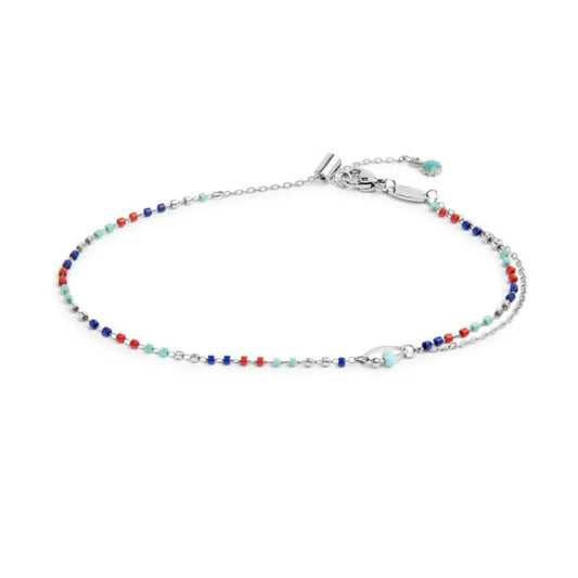 Cavigliera regolabile Marlù in acciaio e pietre multicolore 26 cm