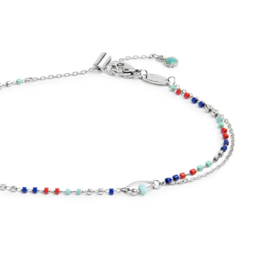 Cavigliera regolabile Marlù in acciaio e pietre multicolore 26 cm