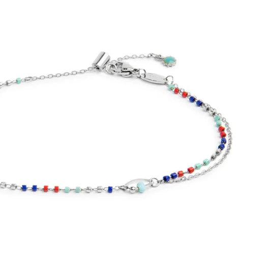 Cavigliera regolabile Marlù in acciaio e pietre multicolore 26 cm