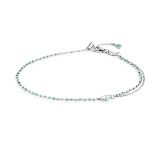 Cavigliera regolabile Marlù in acciaio e pietre azzurro 26 cm