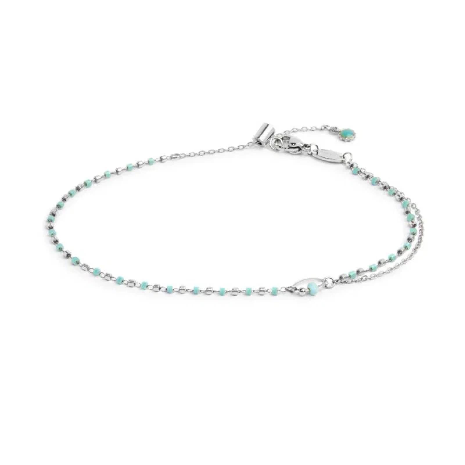 Cavigliera regolabile Marlù in acciaio e pietre azzurro 26 cm