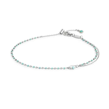 Cavigliera regolabile Marlù in acciaio e pietre azzurro 26 cm