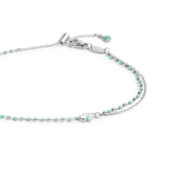 Cavigliera regolabile Marlù in acciaio e pietre azzurro 26 cm