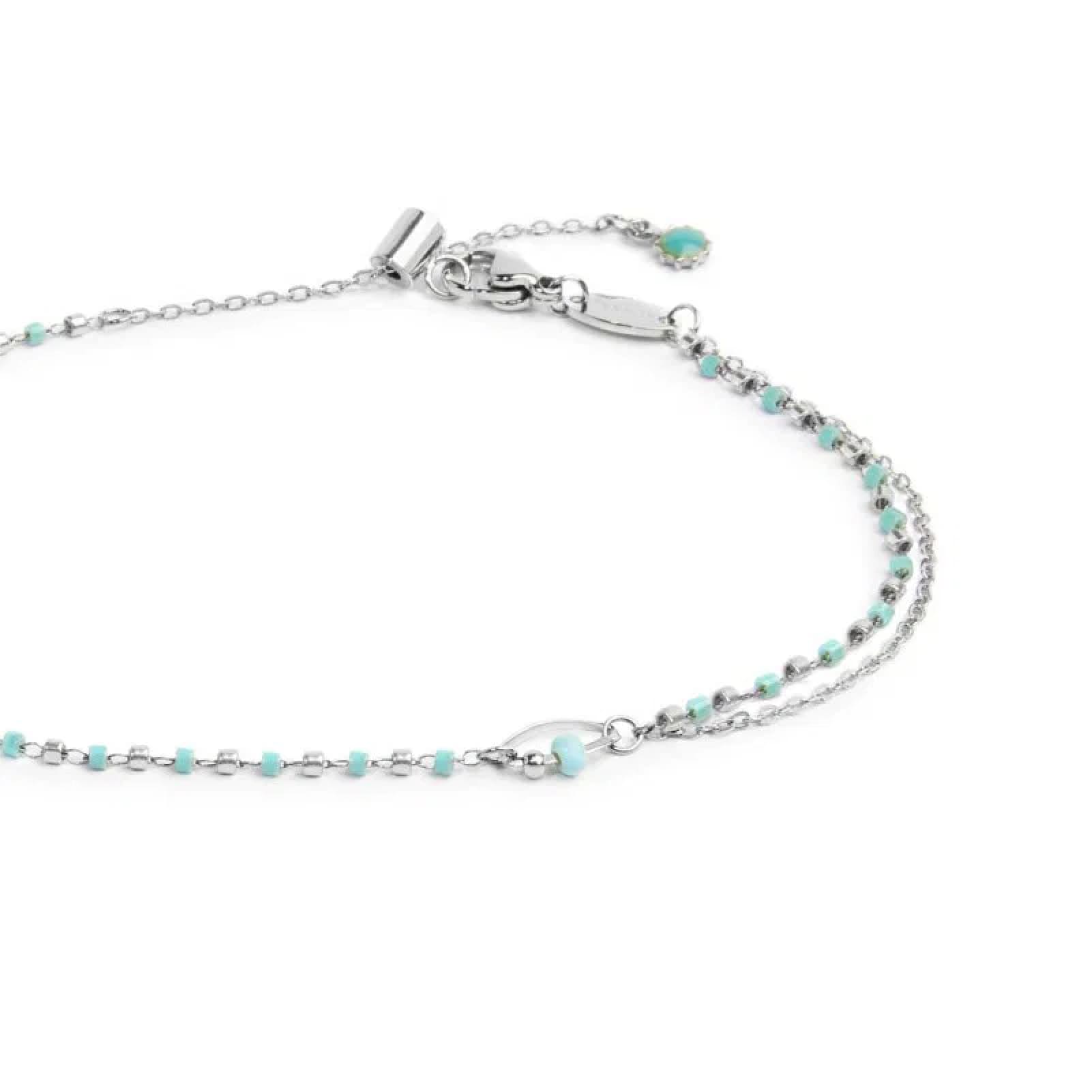 Cavigliera regolabile Marlù in acciaio e pietre azzurro 26 cm