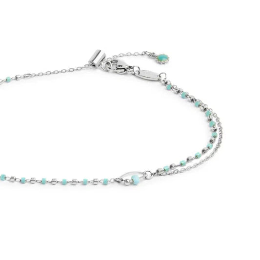 Cavigliera regolabile Marlù in acciaio e pietre azzurro 26 cm