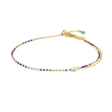 Cavigliera regolabile Marlù in acciaio oro pietre multicolore 26 cm