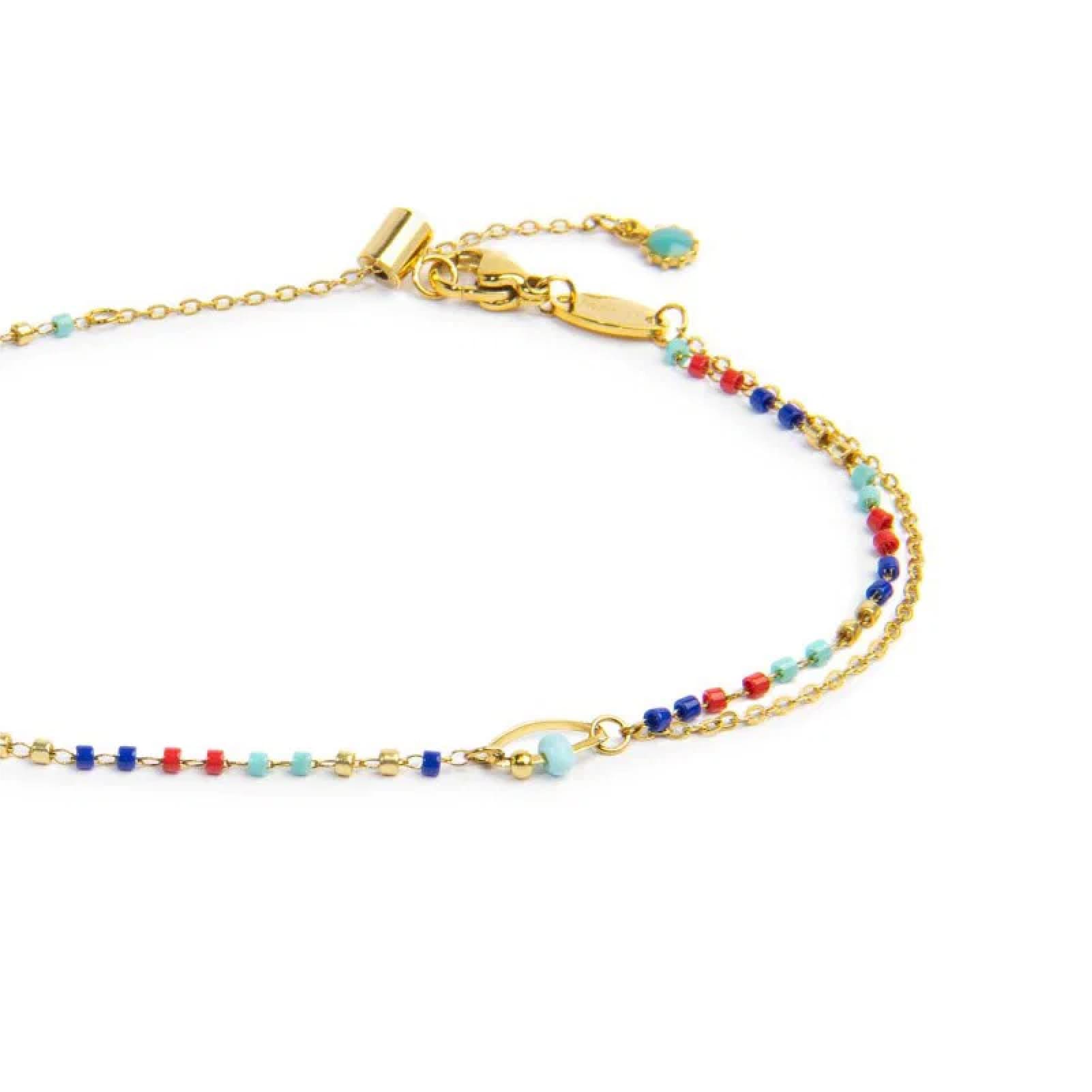 Cavigliera regolabile Marlù in acciaio oro pietre multicolore 26 cm