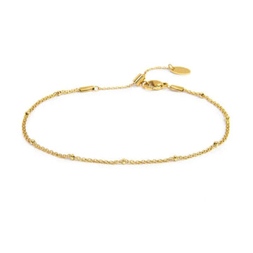 Cavigliera regolabile Marlù in acciaio oro catena mesh anelli 26 cm