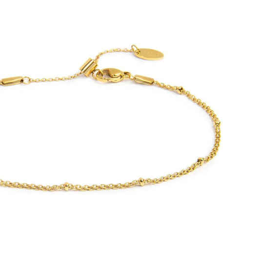 Cavigliera regolabile Marlù in acciaio oro catena mesh anelli 26 cm