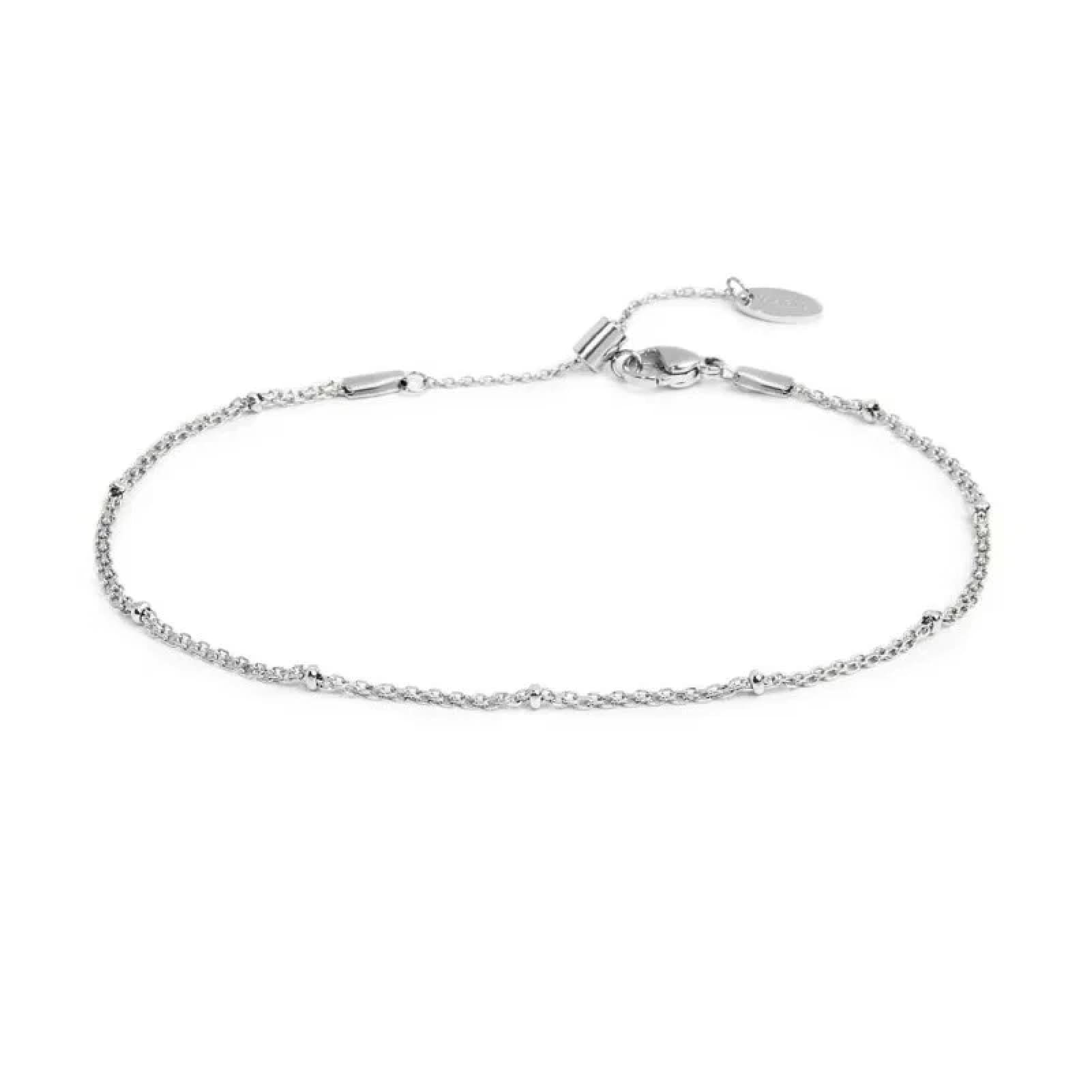 Cavigliera regolabile Marlù in acciaio catena mesh e anelli 26 cm