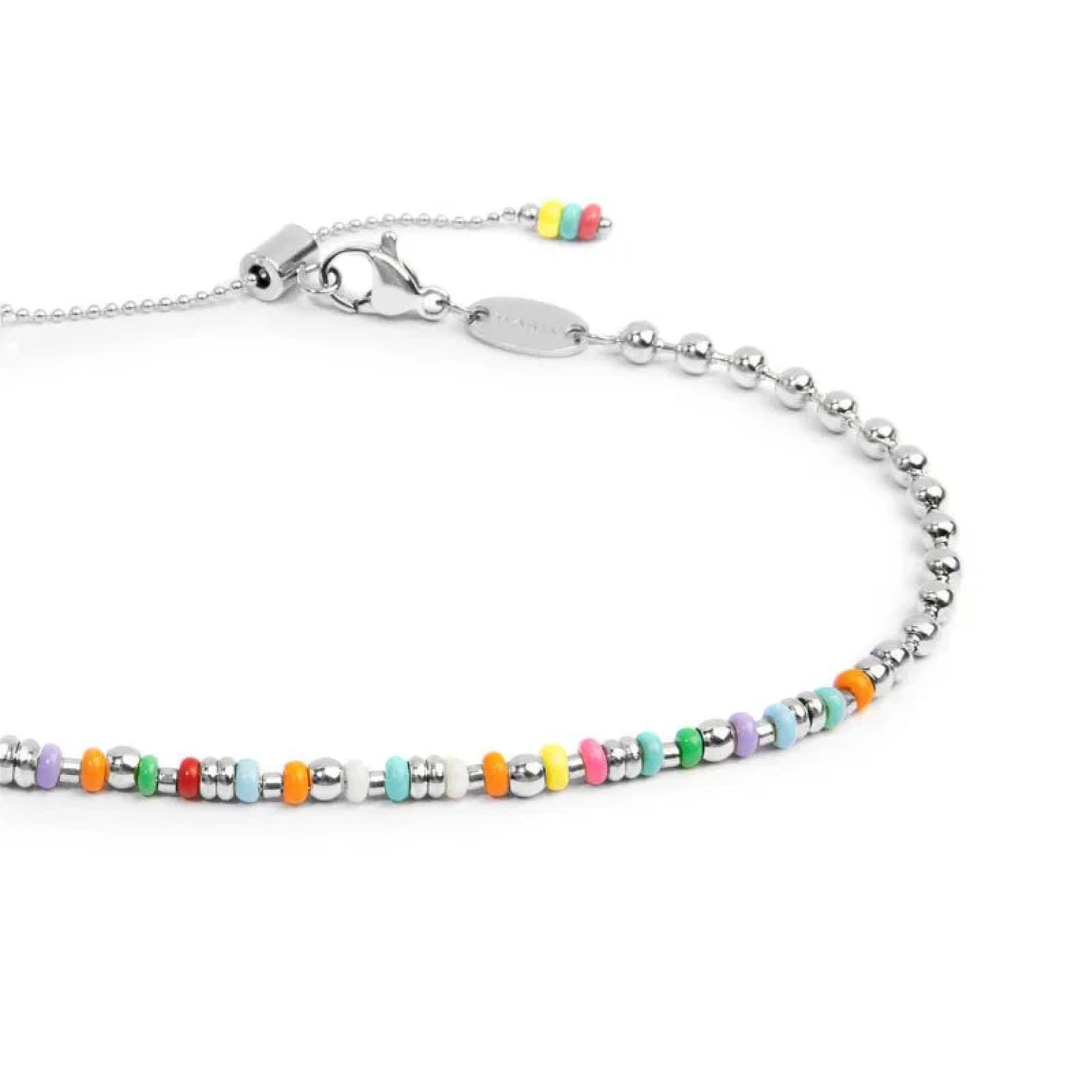 Cavigliera regolabile Marlù in acciaio perline multicolore 26 cm
