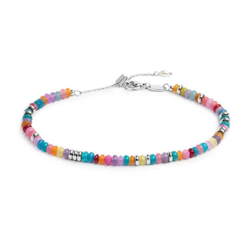 Cavigliera regolabile Marlù in acciaio perline multicolore 26 cm