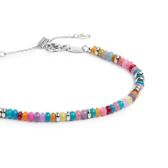 Cavigliera regolabile Marlù in acciaio perline multicolore 26 cm