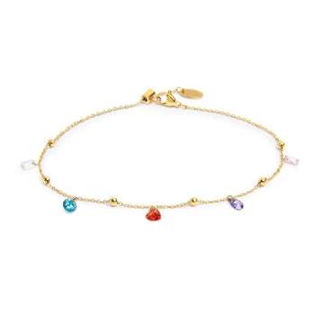 Cavigliera regolabile Marlù acciaio oro zirconi multicolore 26 cm