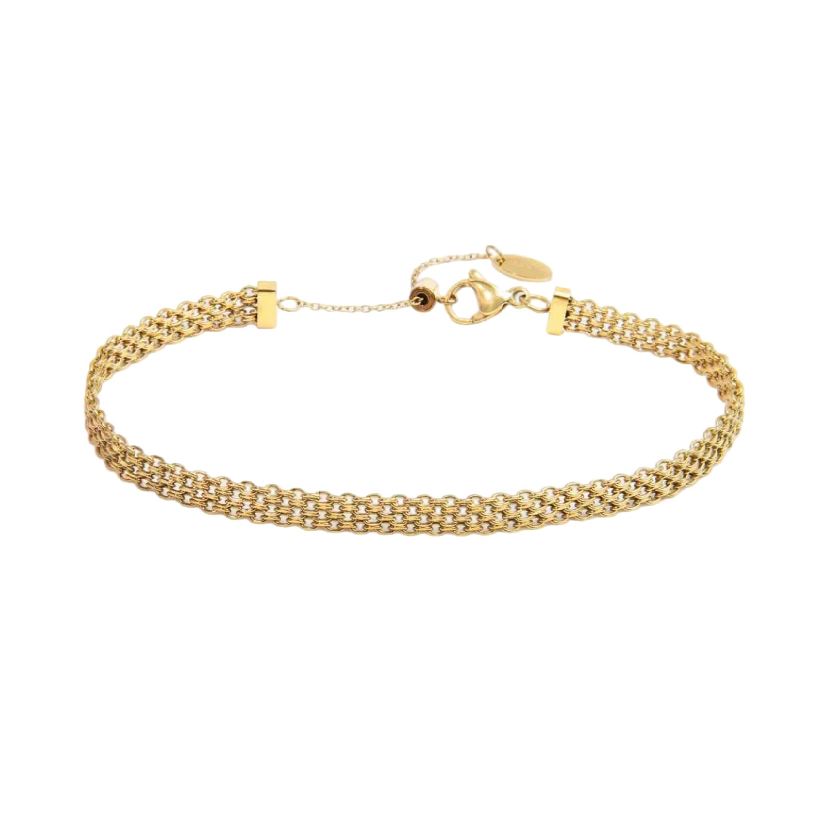 Cavigliera regolabile Marlù acciaio oro catena maglia mesh 26 cm