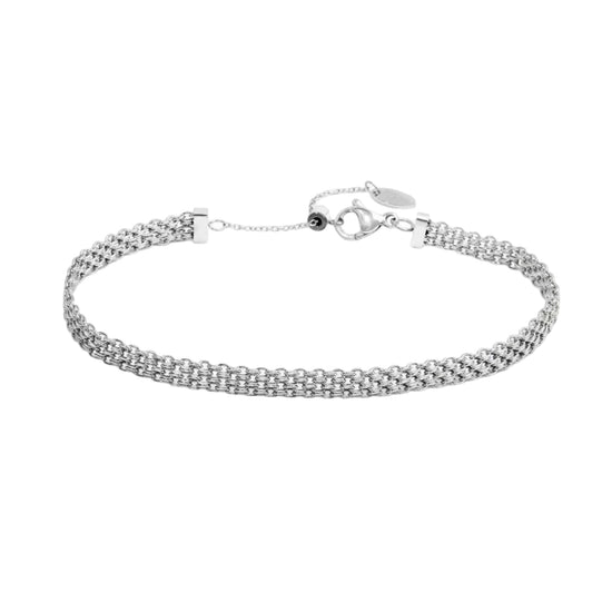 Cavigliera regolabile Marlù in acciaio catena maglia mesh 26 cm