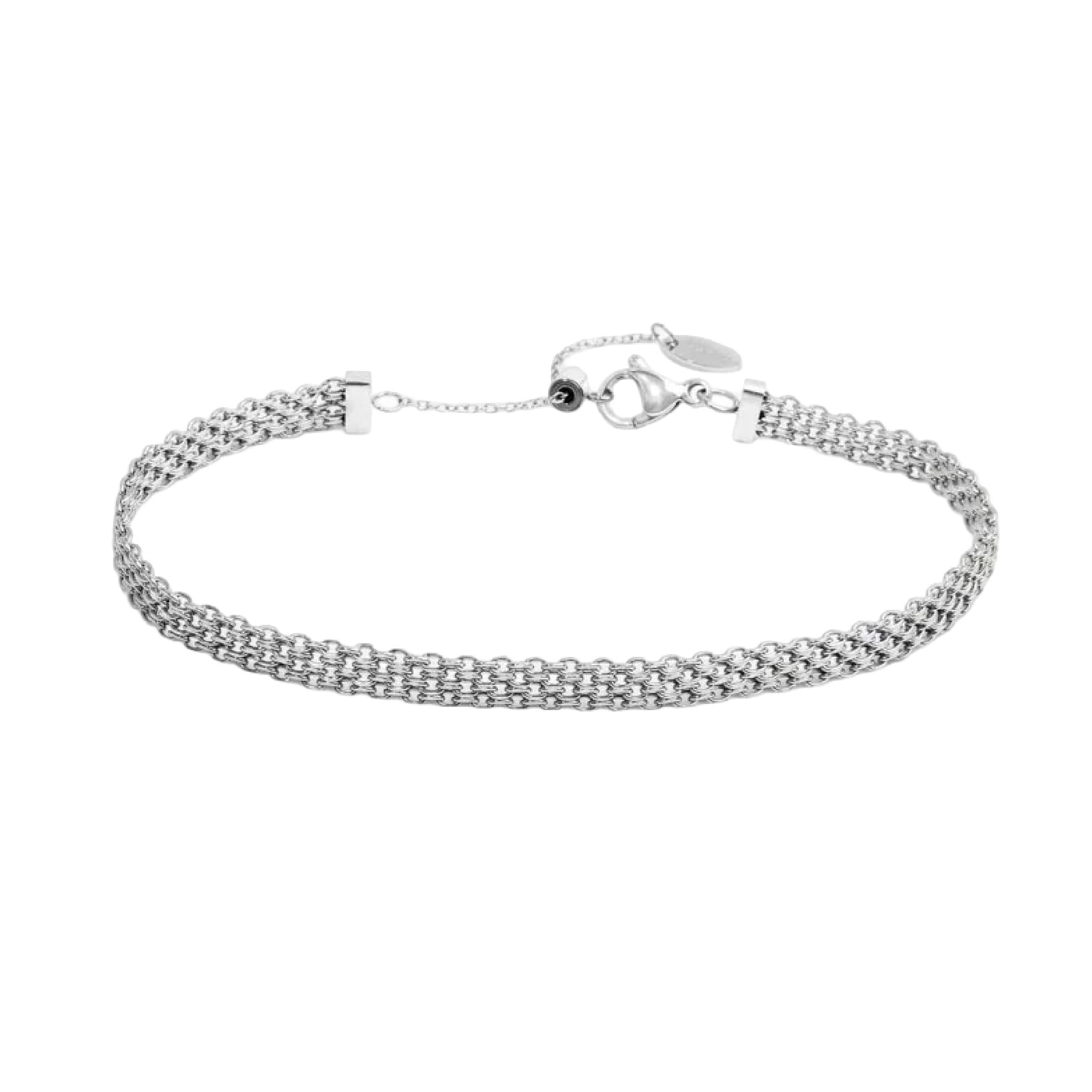 Cavigliera regolabile Marlù in acciaio catena maglia mesh 26 cm