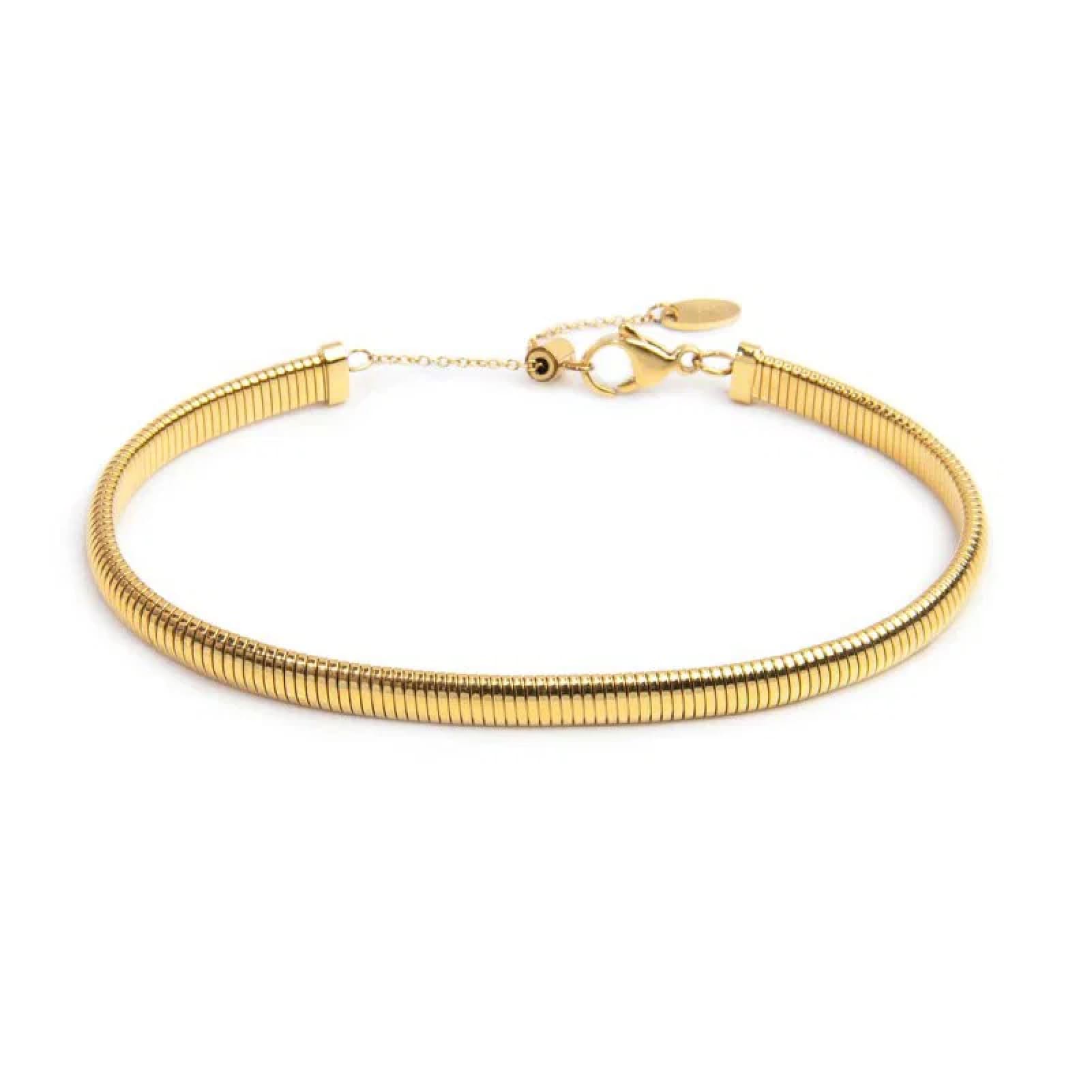 Cavigliera regolabile Marlù acciaio oro catena maglia tubogas 26 cm