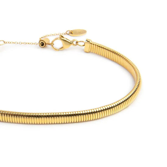 Cavigliera regolabile Marlù acciaio oro catena maglia tubogas 26 cm