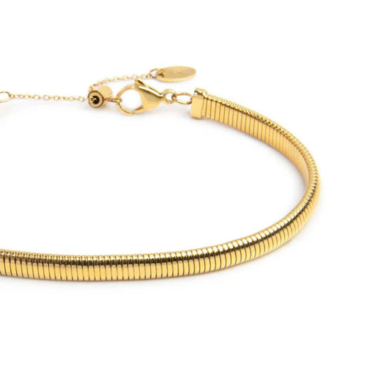 Cavigliera regolabile Marlù acciaio oro catena maglia tubogas 26 cm