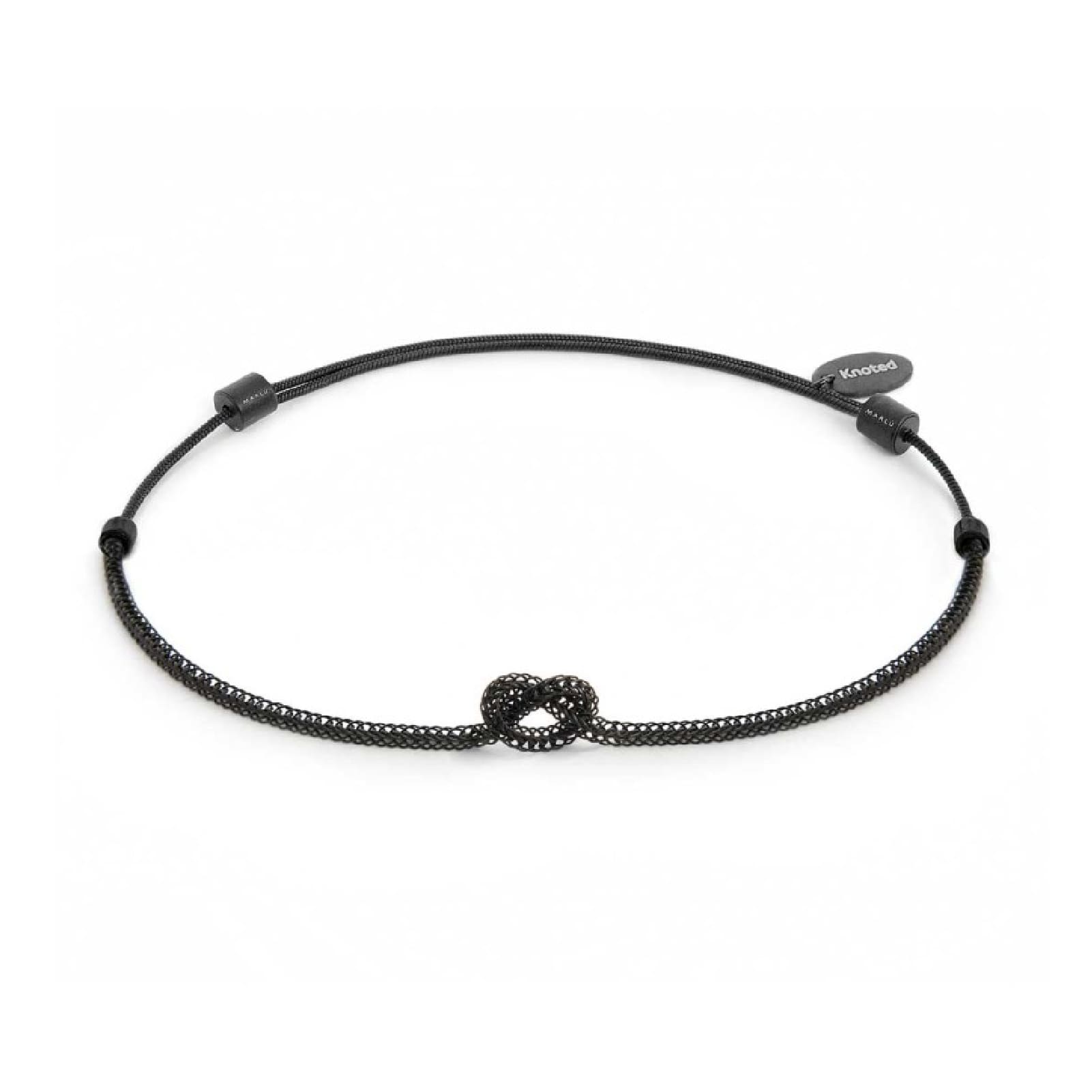Bracciale Marlù nodo catena foxtail acciaio pvd nero 6-6,5 cm REGOLABILE