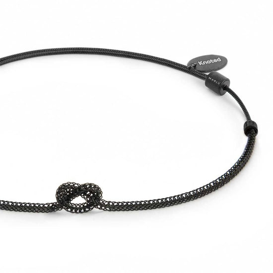 Bracciale Marlù nodo catena foxtail acciaio pvd nero 6-6,5 cm REGOLABILE