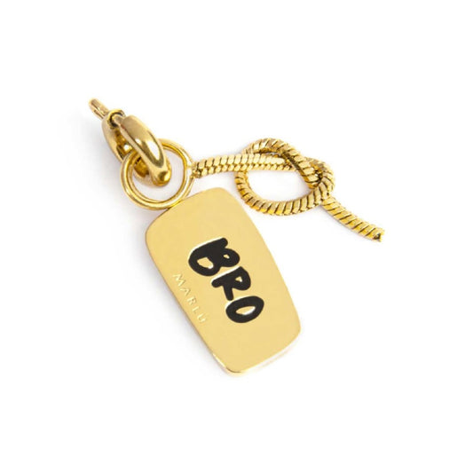 Charm doppio Marlù acciaio dorato e scritta fratello con nodo MISURA UNICA