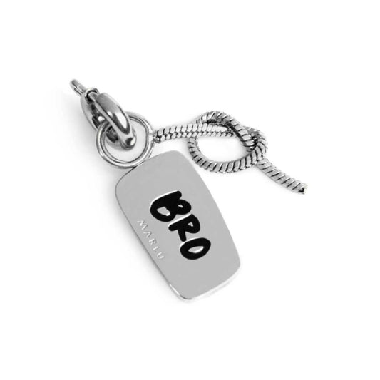 Charm doppio Marlù acciaio e smalto scritta fratello e nodo MISURA UNICA