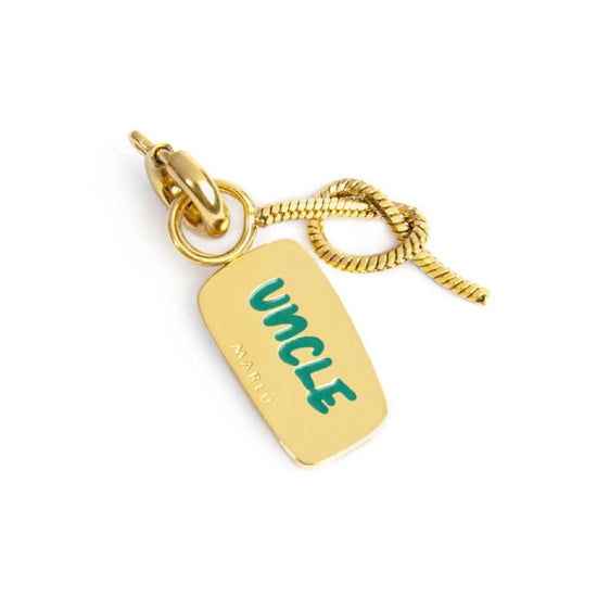 Charm doppio Marlù acciaio dorato e smalto scritta zio e nodo MISURA UNICA