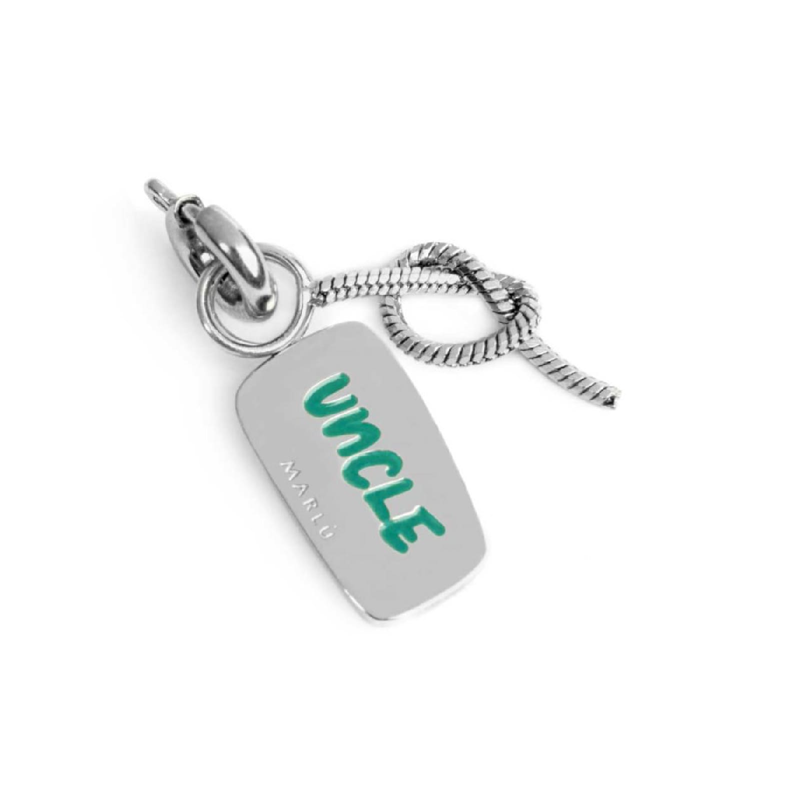 Charm doppio Marlù in acciaio e smalto scritta zio con nodo MISURA UNICA