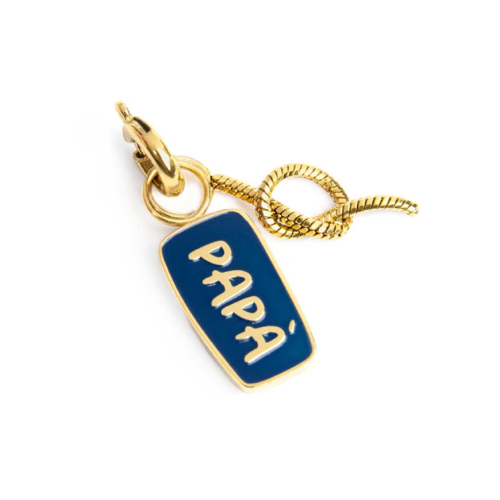 Charm Marlù acciaio dorato con smalto scritta papà e nodo MISURA UNICA