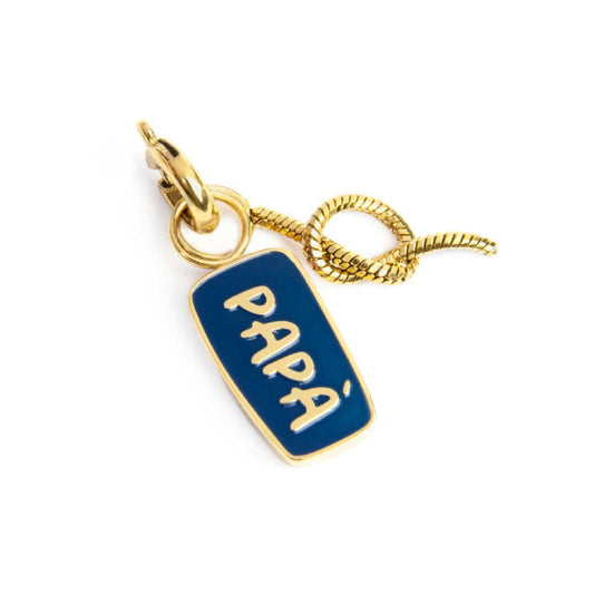 Charm Marlù acciaio dorato con smalto scritta papà e nodo MISURA UNICA