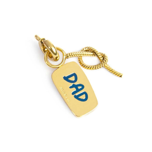 Charm Marlù acciaio dorato con smalto scritta papà e nodo MISURA UNICA