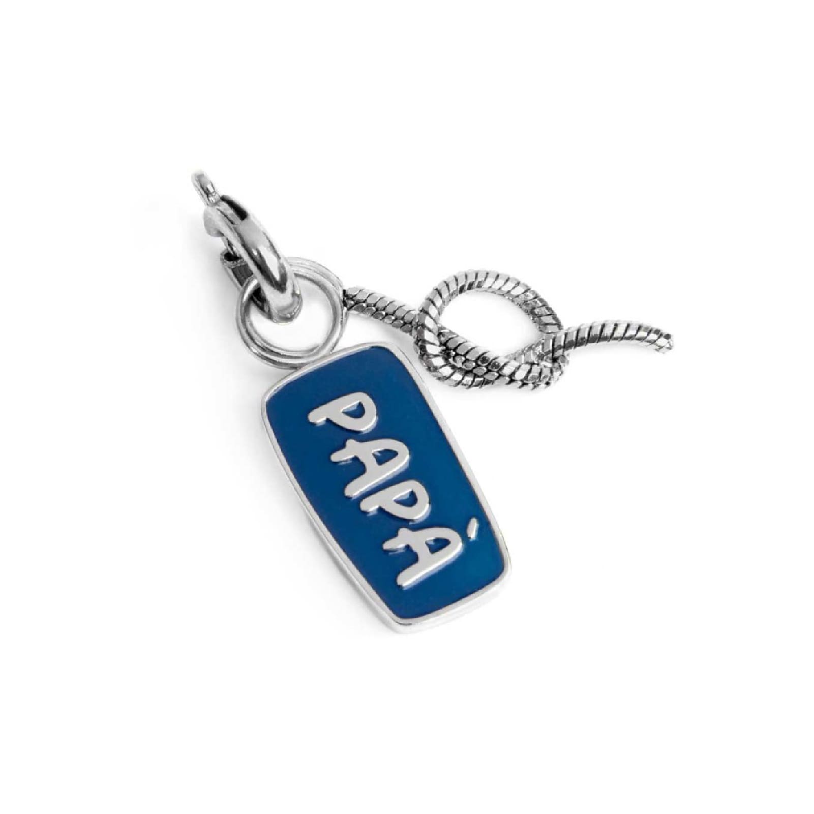 Charm doppio Marlù in acciaio e smalto scritta papà con nodo MISURA UNICA