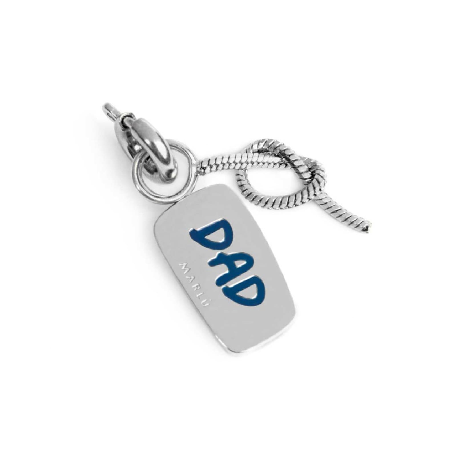 Charm doppio Marlù in acciaio e smalto scritta papà con nodo MISURA UNICA