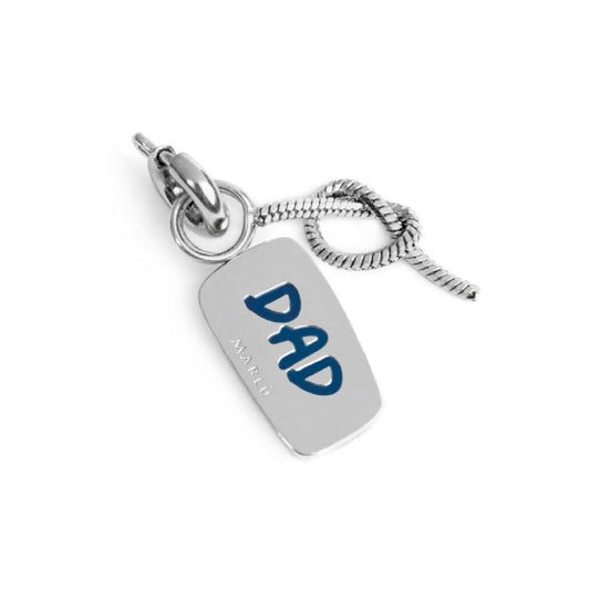 Charm doppio Marlù in acciaio e smalto scritta papà con nodo MISURA UNICA