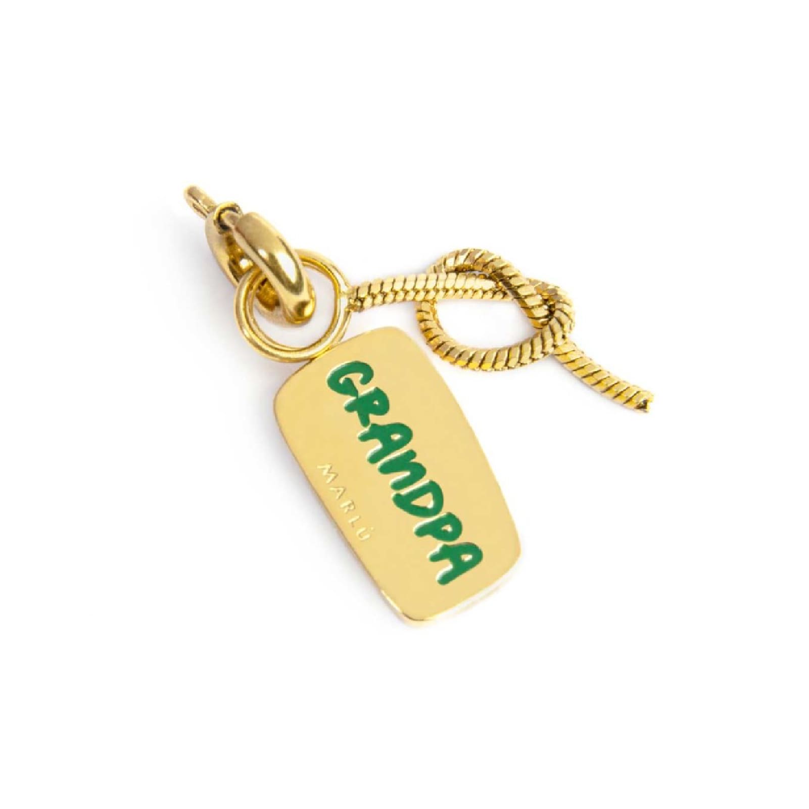 Charm Marlù acciaio dorato con smalto scritta nonno e nodo MISURA UNICA