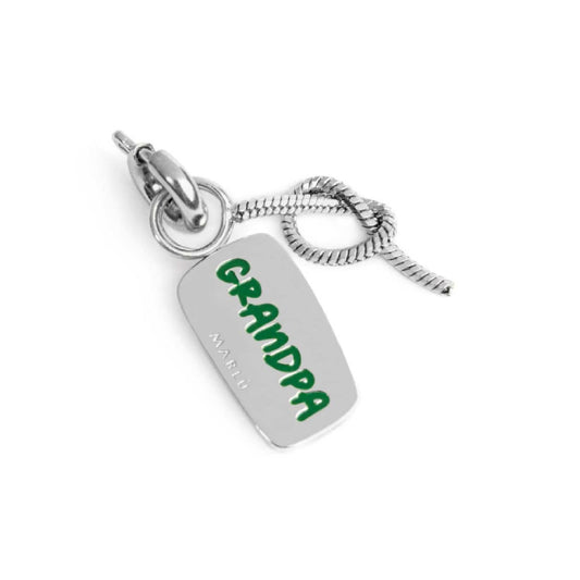 Charm doppio Marlù acciaio con smalto scritta nonno e nodo MISURA UNICA