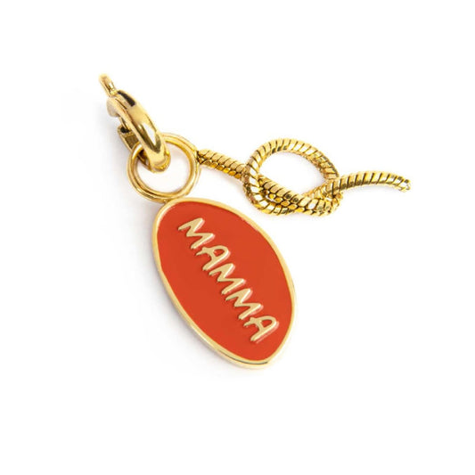 Charm Marlù acciaio dorato con smalto scritta mamma e nodo MISURA UNICA