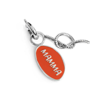 Charm doppio Marlù acciaio con smalto scritta mamma e nodo MISURA UNICA