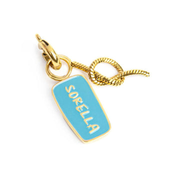 Charm Marlù acciaio dorato con smalto scritta sorella e nodo MISURA UNICA