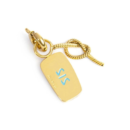 Charm Marlù acciaio dorato con smalto scritta sorella e nodo MISURA UNICA