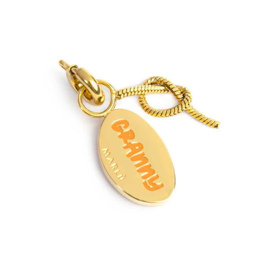 Charm Marlù acciaio dorato con smalto scritta nonna e nodo MISURA UNICA