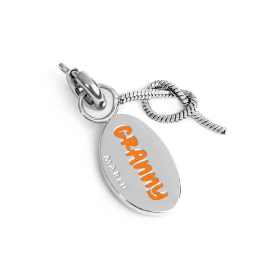 Charm doppio Marlù acciaio con smalto scritta nonna e nodo MISURA UNICA
